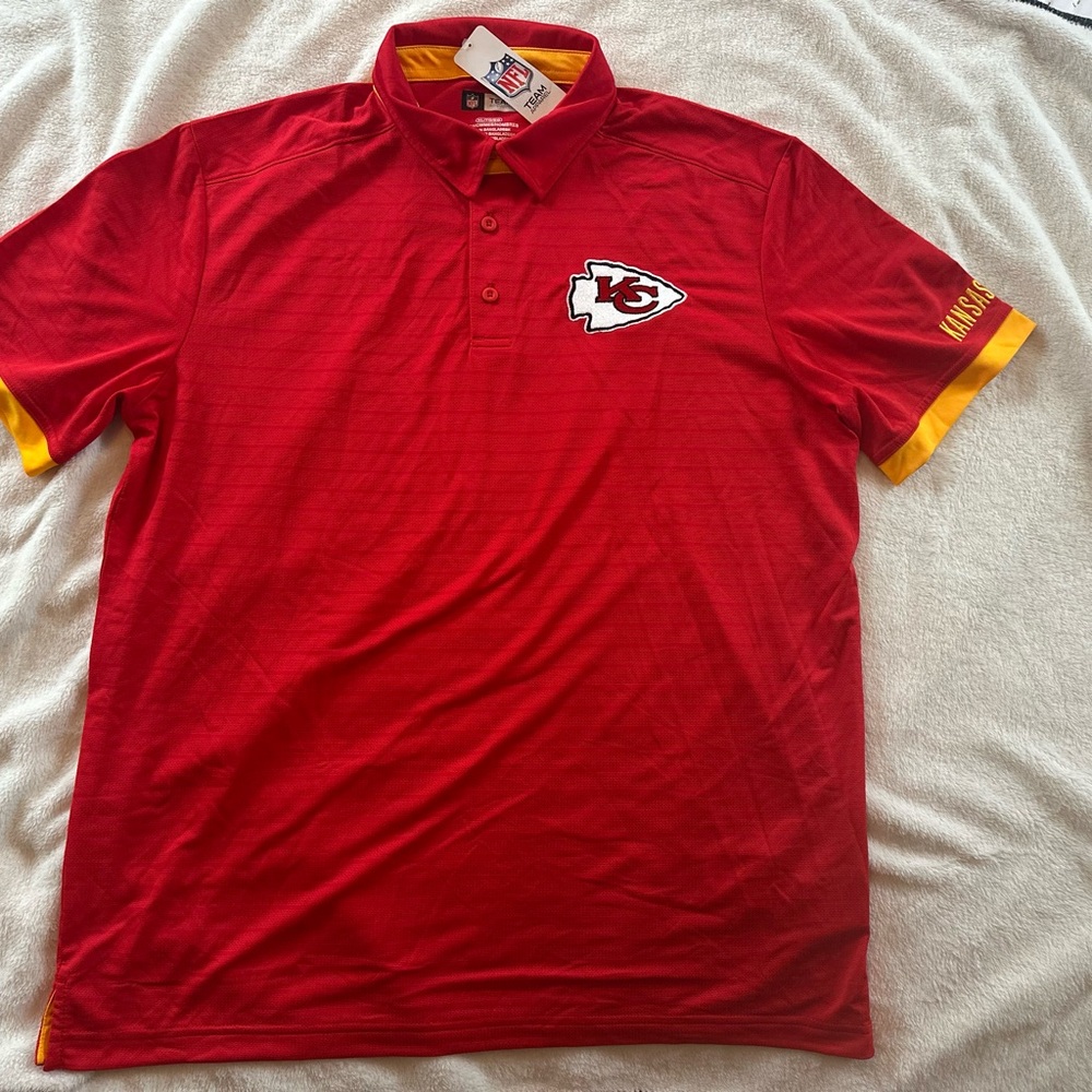 NFL Red and Yellow Kansas City Chiefs Polo XL